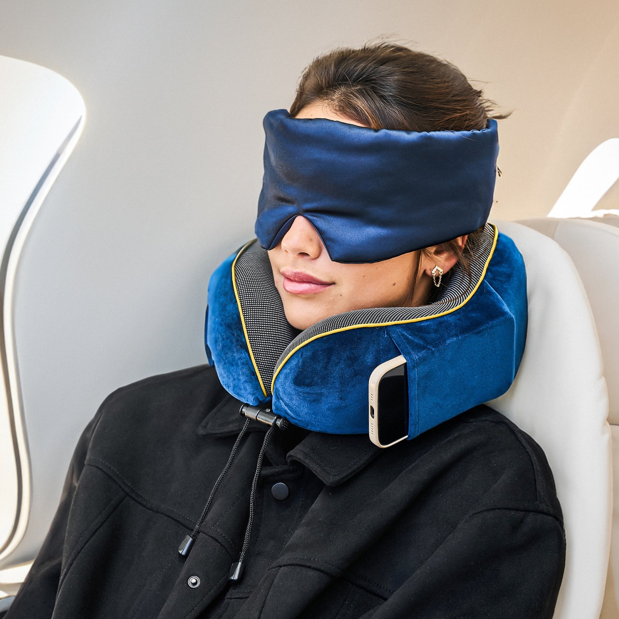 ComfyCozy Luxury Travel Pillow & Silky Plush Eye Mask